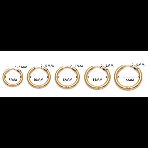 Gold tone huggie hoop earrings - Picture 2 of 4